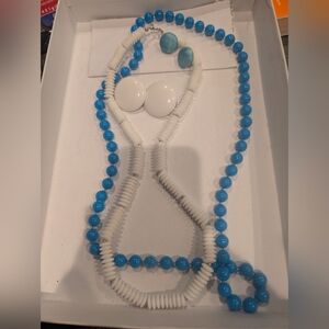 Elegant Blue and White Beaded Necklace